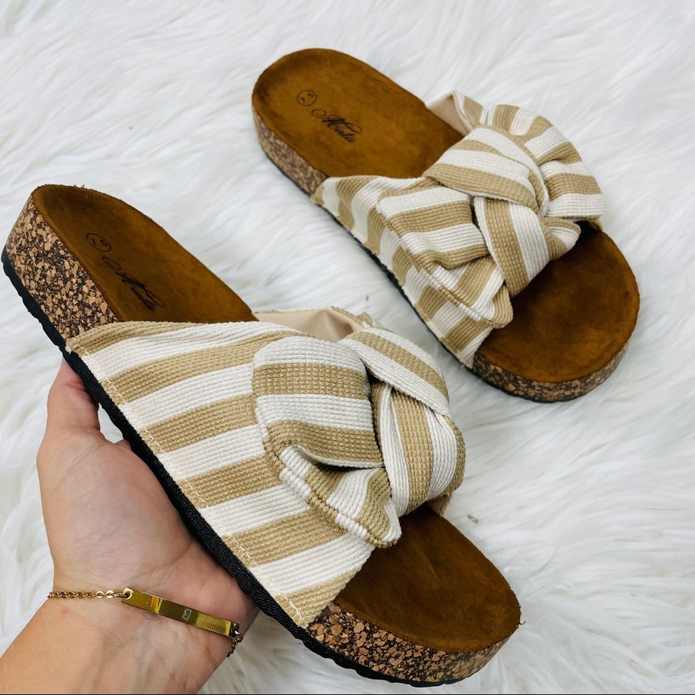 Beige striped knot sandal - Picture 6 of 10